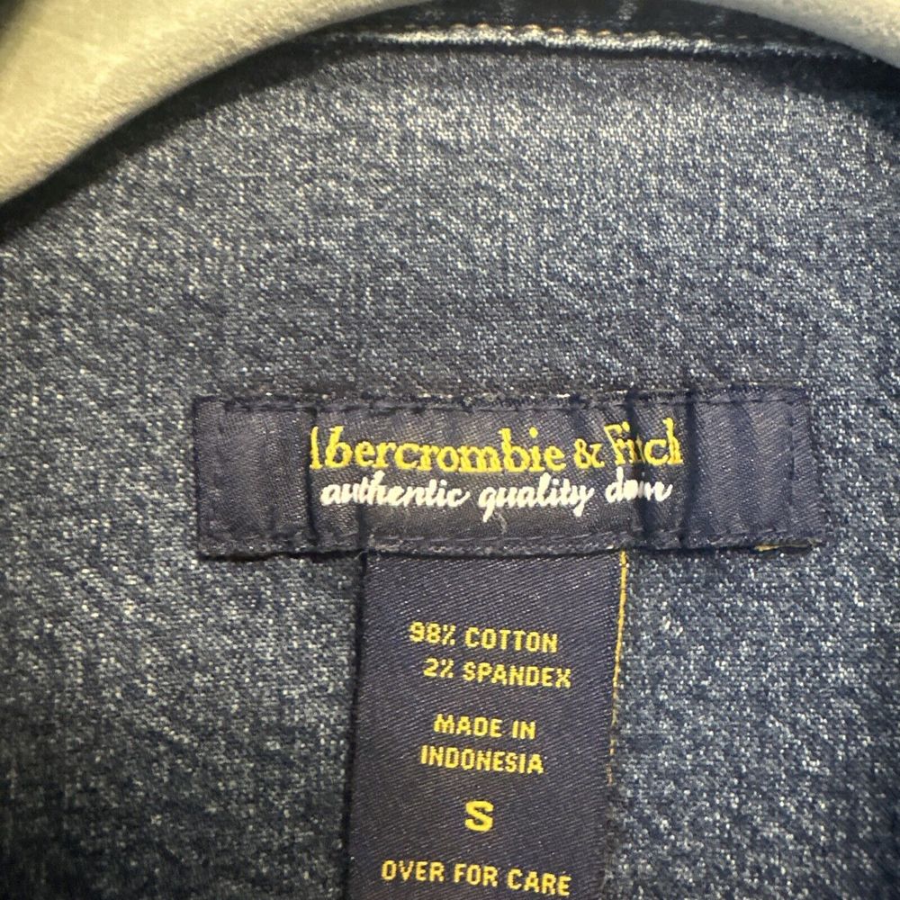 Abercrombie & Fitch Denim Jacket Womens Size Small Zip Up Blue Jean Y2K - Picture 5 of 8